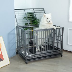 Coziwow by Jaxpety Double Door Heavy Duty Dog Crate & Removable Pan 32.6-in