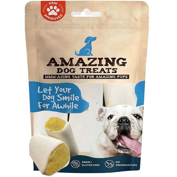 AMAZING DOG TREATS Bacon & Cheese Filled Dog Bones, 4 count