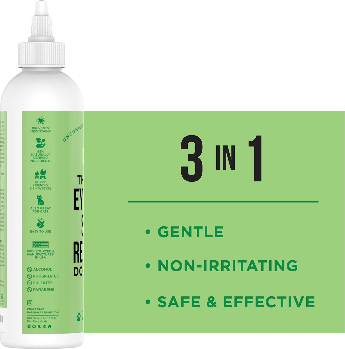 NATURAL RAPPORT The Only Dog Eye Tear Stain Remover, 8oz bottle