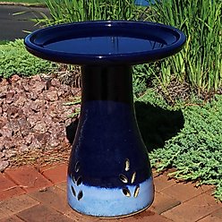 Sunnydaze Decor Classic Outdoor Ceramic Bird Bath, Dark Blue slide 2 of 9
