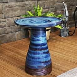 Sunnydaze Decor Duo-Tone Ceramic Bird Bath, Blue slide 2 of 9