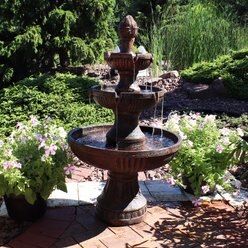 Sunnydaze Decor 3-Tier Flower Blossom Outdoor Electric Water Fountain slide 2 of 9