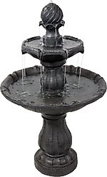 Sunnydaze Decor 2-Tier Solar Outdoor Water Fountain, Black