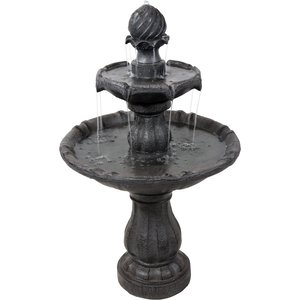 Sunnydaze Decor 2-Tier Solar Outdoor Water Fountain, Black