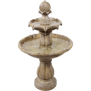 Sunnydaze Decor 2-Tier Solar Outdoor Water Fountain, Earth