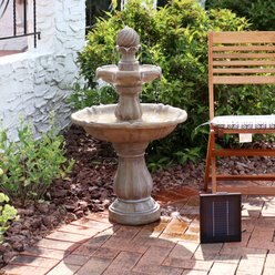 Sunnydaze Decor 2-Tier Solar Outdoor Water Fountain, Earth slide 2 of 9