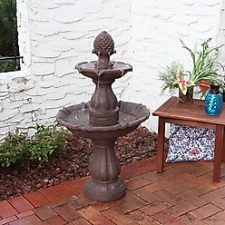 Sunnydaze Decor 2-Tier Curved Plinth Outdoor Water Fountain slide 2 of 9