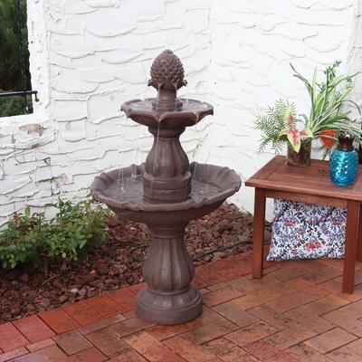 Show full view: Sunnydaze Decor 2-Tier Curved Plinth Outdoor Water Fountain slide 2 of 10