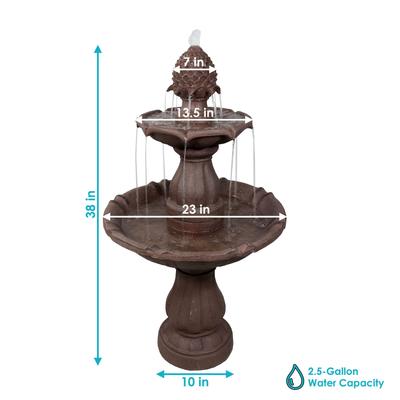 Show full view: Sunnydaze Decor 2-Tier Curved Plinth Outdoor Water Fountain slide 4 of 10