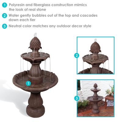 Show full view: Sunnydaze Decor 2-Tier Curved Plinth Outdoor Water Fountain slide 5 of 10