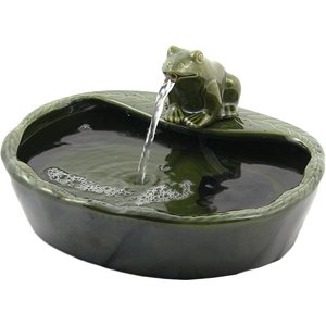 Sunnydaze Decor Ceramic Solar Frog Outdoor Water Fountain