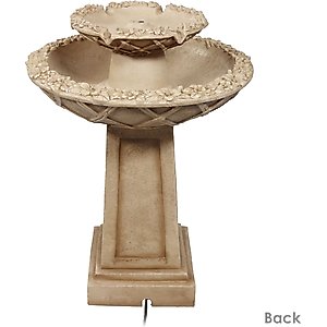 Sunnydaze Decor 2-Tier Beveled Flower Birdbath Water Fountain