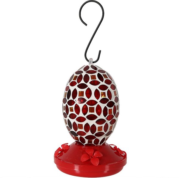 Sunnydaze Decor Red Mosaic Glass Flower Hummingbird Feeder slide 1 of 9