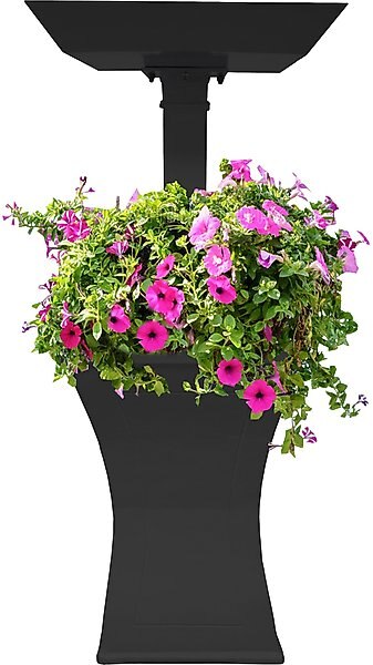 Oakland Living Modern Square Cast Bird Bath & Planter Vase Combo, Black, 40-in slide 1 of 7