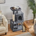 Yaheetech 3 Tiers 42-in Plush Cat Tower with Double Cat Condo, Dark Gray