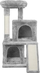 Yaheetech 3 Tiers 42-in Plush Cat Tower with Double Cat Condo, Light Gray