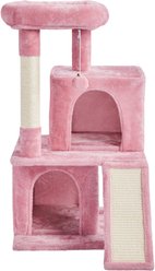 Yaheetech 3 Tiers 42-in Plush Cat Tower with Double Cat Condo, Pink