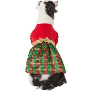Frisco Red & Green Plaid Dog & Cat Dress, Medium