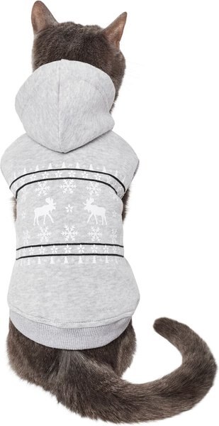 Frisco Gray Fair Isle Moose Dog & Cat Hoodie