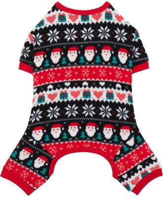 Show full view: Frisco Santa Fair Isle Polar Fleece Dog & Cat PJs, Santa Plaid, Large slide 3 of 8