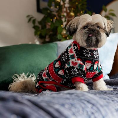 Show full view: Frisco Santa Fair Isle Polar Fleece Dog & Cat PJs, Santa Plaid, Large slide 5 of 8