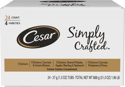 Cesar Simply Crafted Cuisine Complement Soft Wet Adult Dog Food Topper Variety Pack, 1.3-oz tubs, case of 24