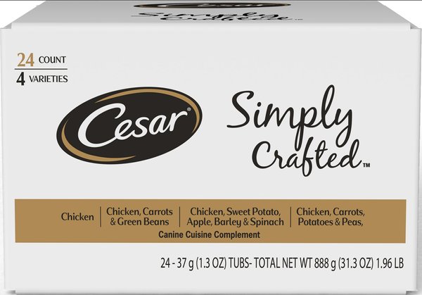 Cesar Simply Crafted Cuisine Complement Soft Wet Adult Dog Food Variety Pack, 1.3-oz tubs, case of 24 slide 1 of 8