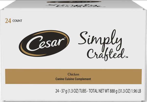 Cesar Simply Crafted Chicken Cuisine Complement Adult Wet Dog Food, 1.3-oz tubs, case of 24 slide 1 of 6