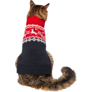 Frisco Red & Black Reindeer Dog & Cat Sweater, Small