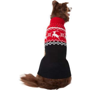 Frisco Red & Black Reindeer Dog & Cat Sweater, Large