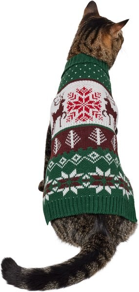 Frisco Fair Isle Moose Dog & Cat Sweater, Small, Green slide 1 of 8