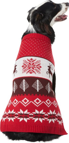Frisco Fair Isle Moose Dog & Cat Sweater, Medium, Red slide 1 of 7