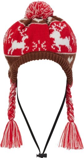 Frisco Reindeer Fair Isle Dog & Cat Pom Hat, X-Small/Small