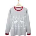 Frisco Gray Fair Isle Moose Unisex Adult Pajama Jersey Top, Small