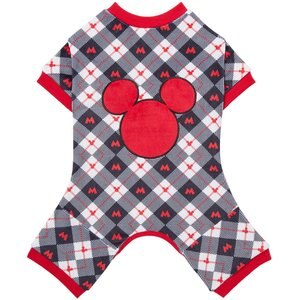 Disney Mickey Mouse Plaid Dog & Cat Jersey Pajama, Large