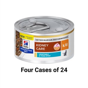Hill's Prescription Diet k/d Kidney Care Vegetable & Tuna Stew Wet Cat Food, 2.9-oz, case of 96