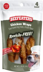 Beefeaters Chicken Wraps Rawhide Free Dog Treat, 1.76-oz bag, case of 12