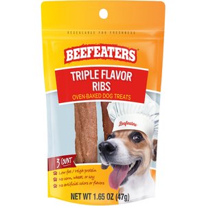 Beefeaters Triple Flavor Ribs Jerky Dog Treats, 1.65-oz, case of 12