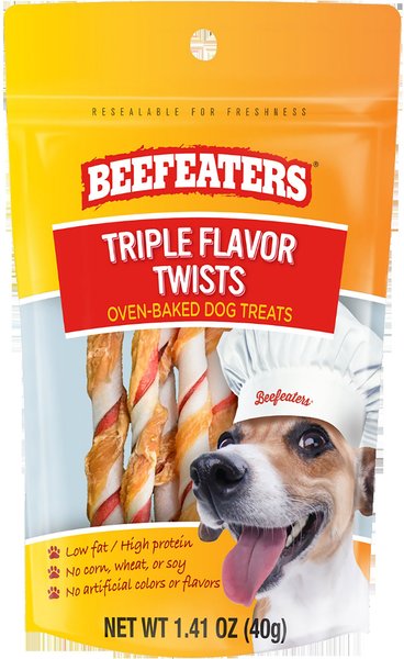 Beefeaters Triple Flavor Twists Jerky Dog Treats, 1.41-oz bag, case of 12 slide 1 of 2