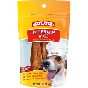 Beefeaters Triple Flavor Wings Jerky Dog Treat, 1.48-oz bag, case of 12