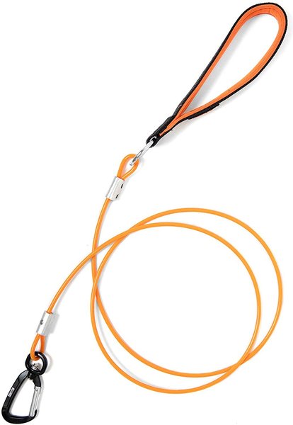 Mighty Paw Stainless Steel Chew Proof Cable Leash, 6-ft long, Orange slide 1 of 9