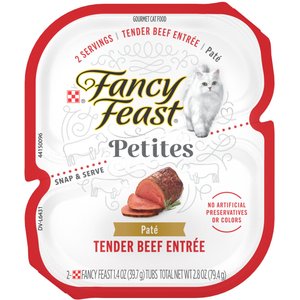 Fancy Feast Gourmet Pate Petites Tender Beef Entree Wet Cat Food, 2.8-oz tub, case of 12