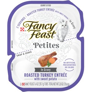 Fancy Feast Gourmet Gravy Petites Turkey & Sweet Potato Entree Wet Cat Food, 24 Servings, 2.8-oz tub, case of 12