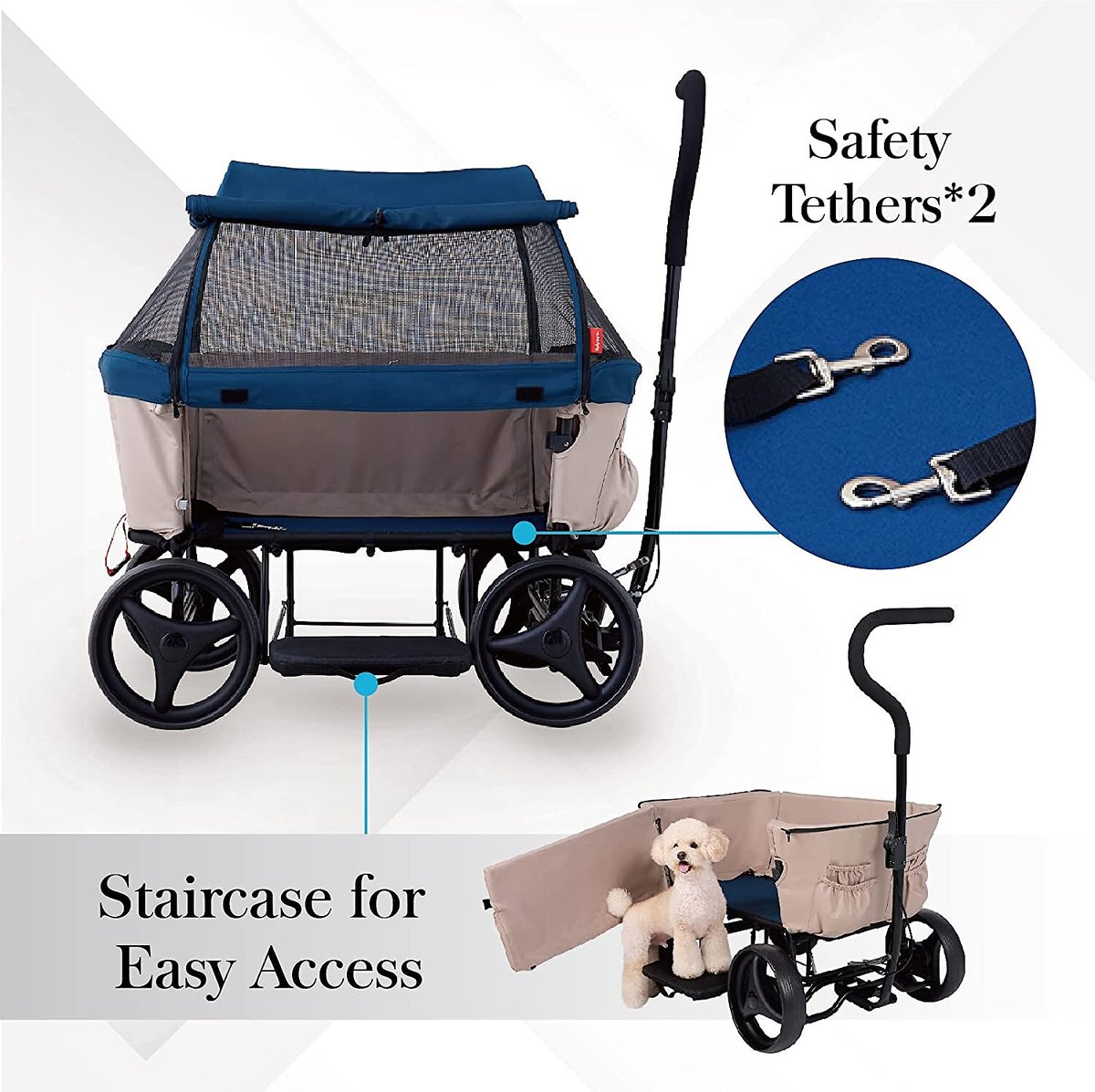 IBIYAYA Noah AllAround Beach Wagon Cat & Dog Stroller, Large, Sand