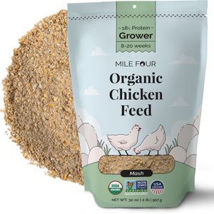 Mile Four 18% Organic Mash Grower Chicken & Duck Feed, 2-lb bag