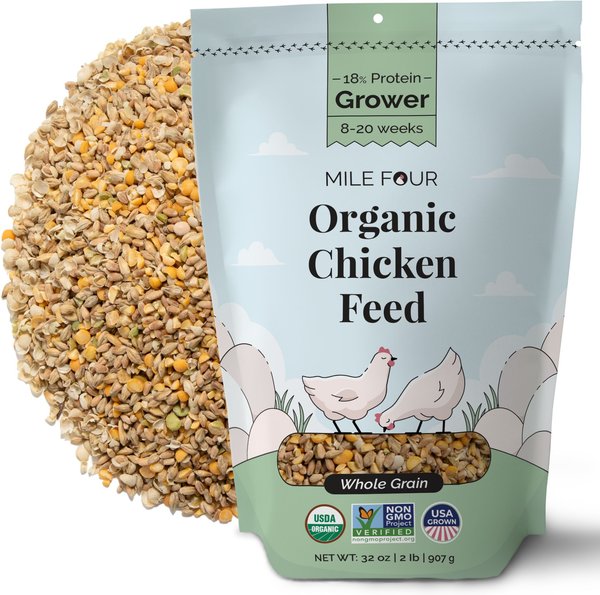 Mile Four 18% Organic Whole Grain Grower Chicken & Duck Feed, 2-lb bag slide 1 of 7