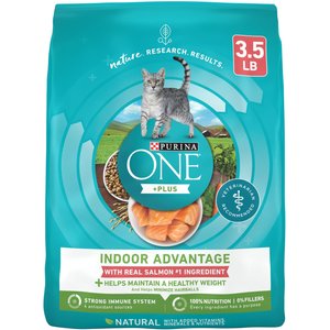 Purina ONE +Plus Indoor Advantage with Real Salmon Natural Adult Dry Cat Food, 3.5-lb bag
