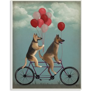 Stupell Industries German Shepard Dogs On Bicycle with Balloons Dog Wall Décor, Wood, 10 x 0.5 x 15-in