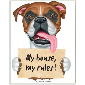 Stupell Industries My House My Rules Quote Funny Dog Wall Décor, Wood, 10 x 0.5 x 15-in