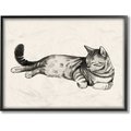 Stupell Industries Sleeping Striped Cat Minimal Relaxed Cat Wall Décor, Black Framed, 11 x 1.5 x 14-in